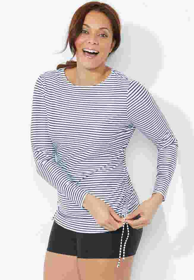 Chlorine Resistant Side-Tie Long Sleeve Swim Shirt Rash Guard image number 2