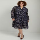 Coraline Metallic Print Georgette Dress image number null