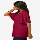 Stretch Knit Flutter Sleeve Tunic image number null