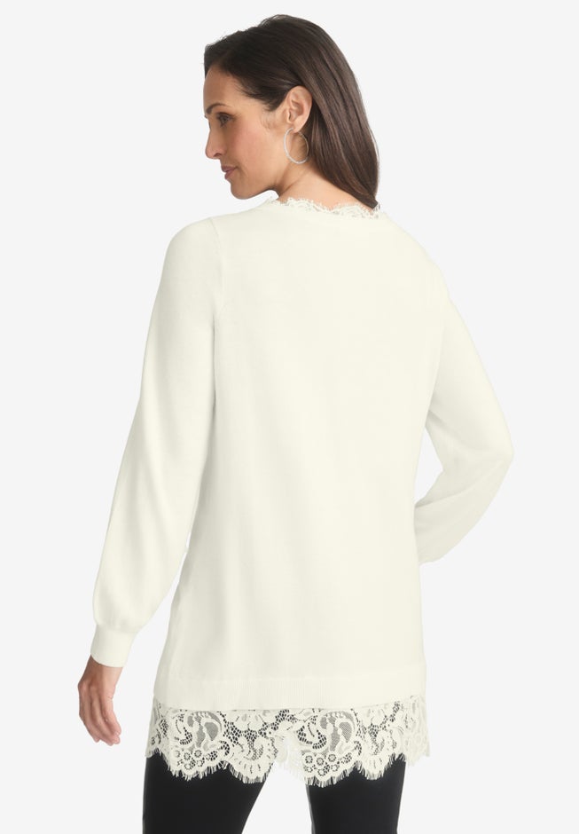 Lace Trim Pullover Sweater image number 1