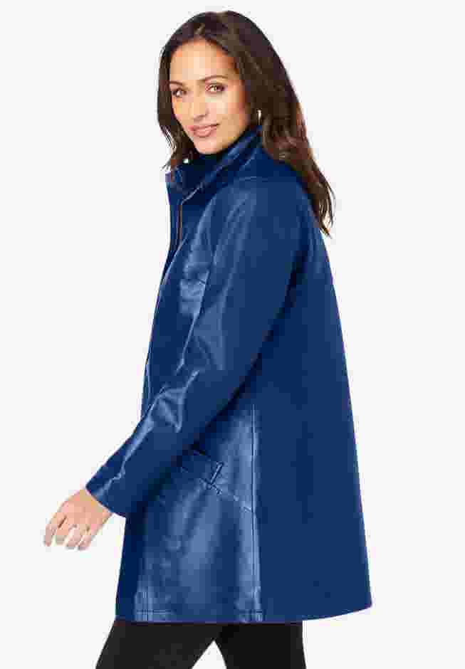 A-Line Zip Front Leather Jacket image number 3