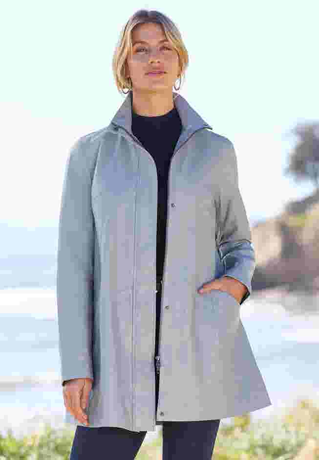A-Line Zip Front Leather Jacket image number 4