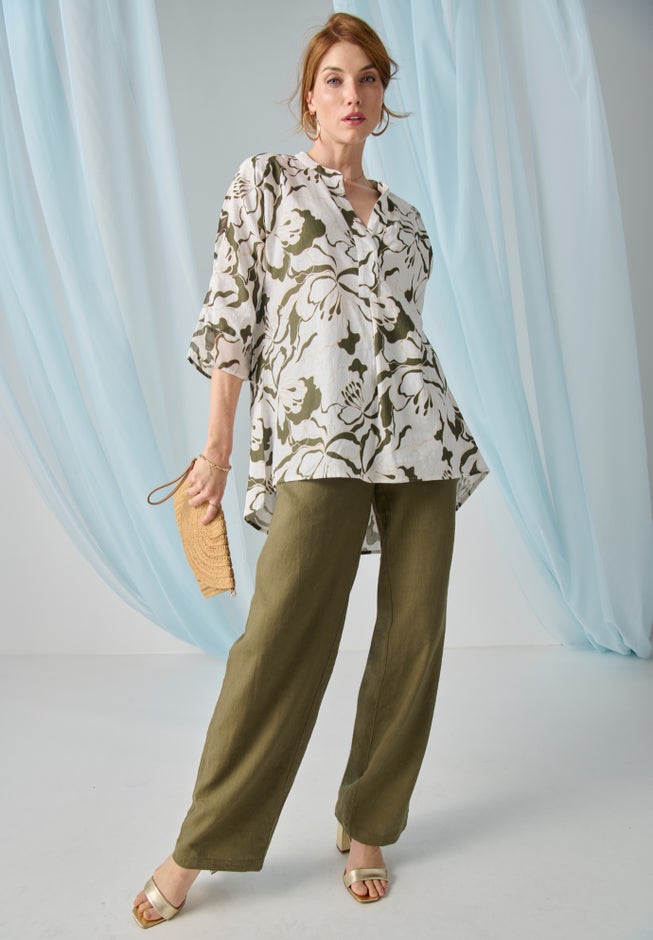 Lightweight Linen-Blend Straight-Leg Pants image number 2