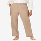 Lightweight Linen-Blend Straight-Leg Pants image number null