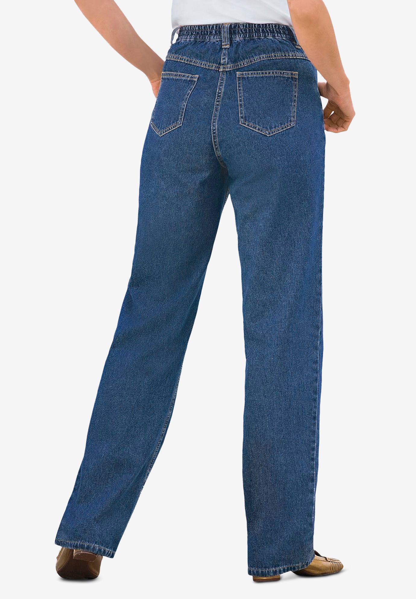 Perfect Back-Elastic Gap-Free Straight-Leg Cotton Jeans image number 0