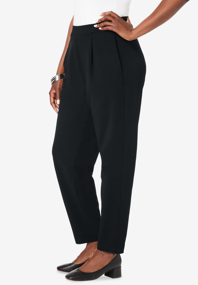 Stretch Knit Crepe Straight Leg Pants image number 1