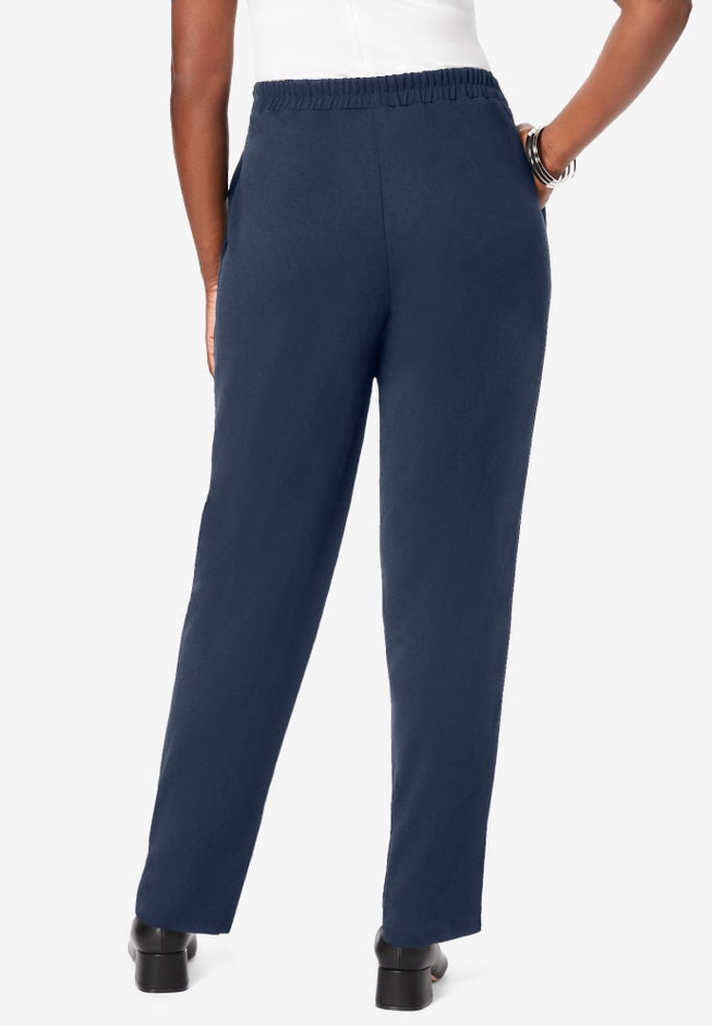 Stretch Knit Crepe Straight Leg Pants image number 2