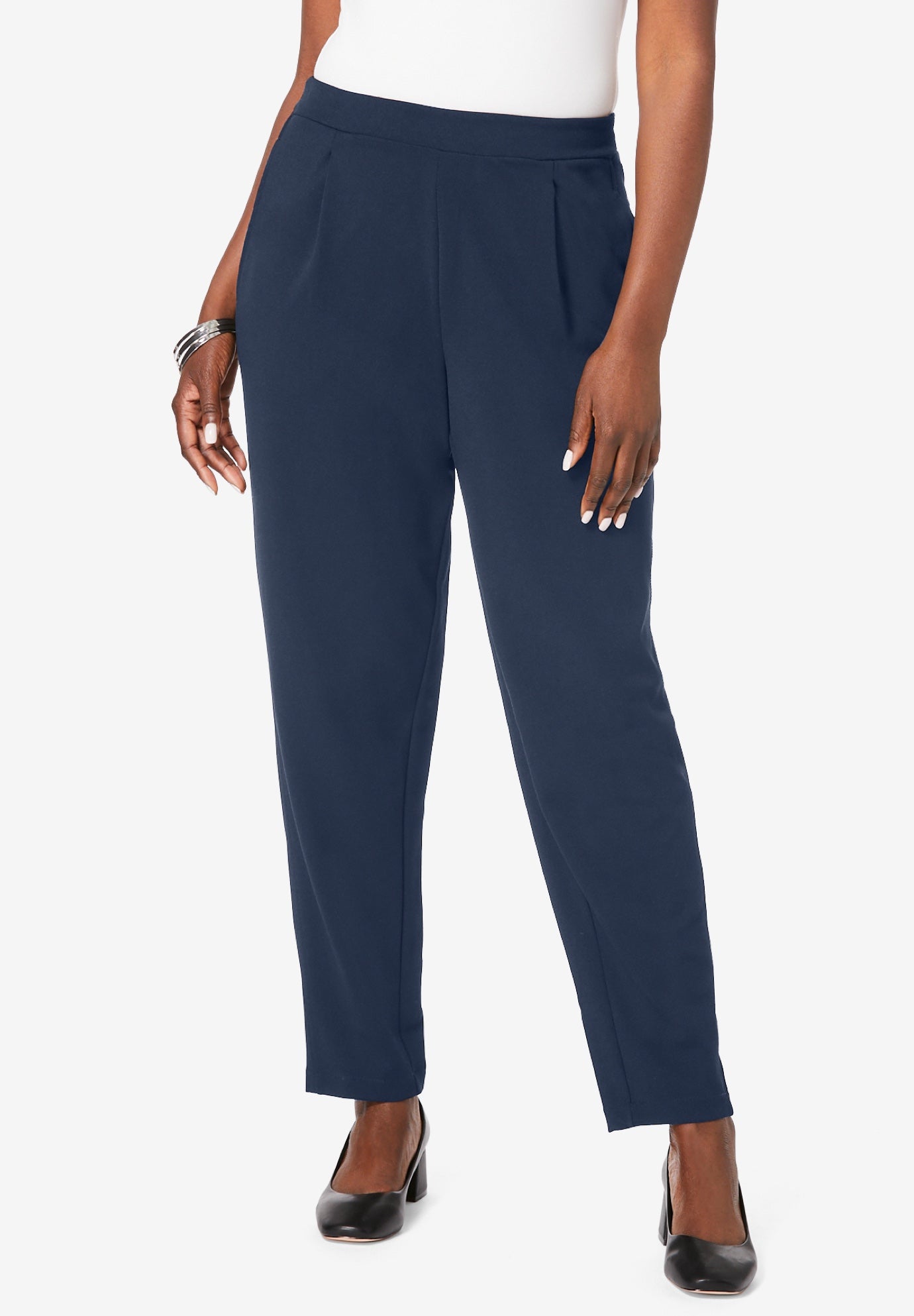 Stretch Knit Crepe Straight Leg Pants image number 0