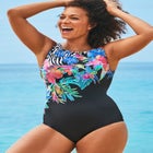 Chlorine Resistant High Neck Tummy Control One Piece Swimsuit image number null