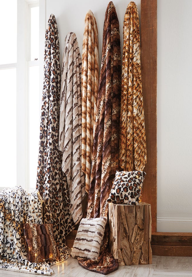 Faux Fur Animal Print Blanket image number 1