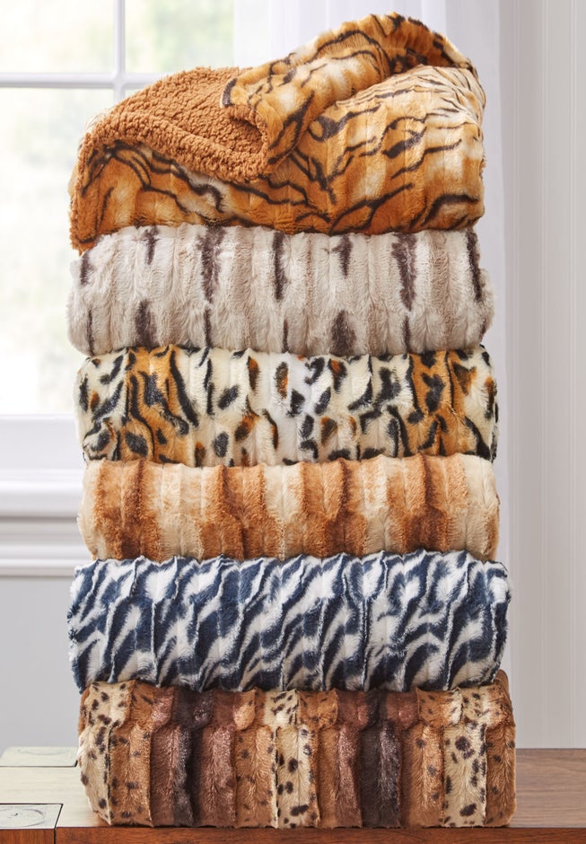 Faux Fur Animal Print Throw image number 1