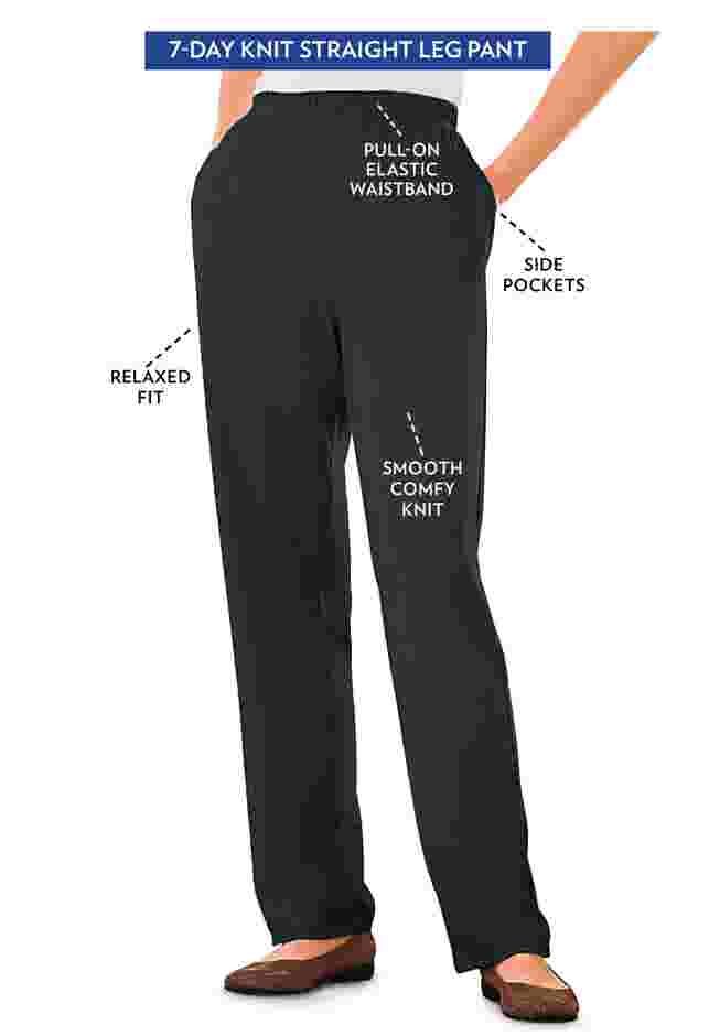 Womens Plus-Size 7-Day Knit Straight-Leg Pull-On Pants image number 0