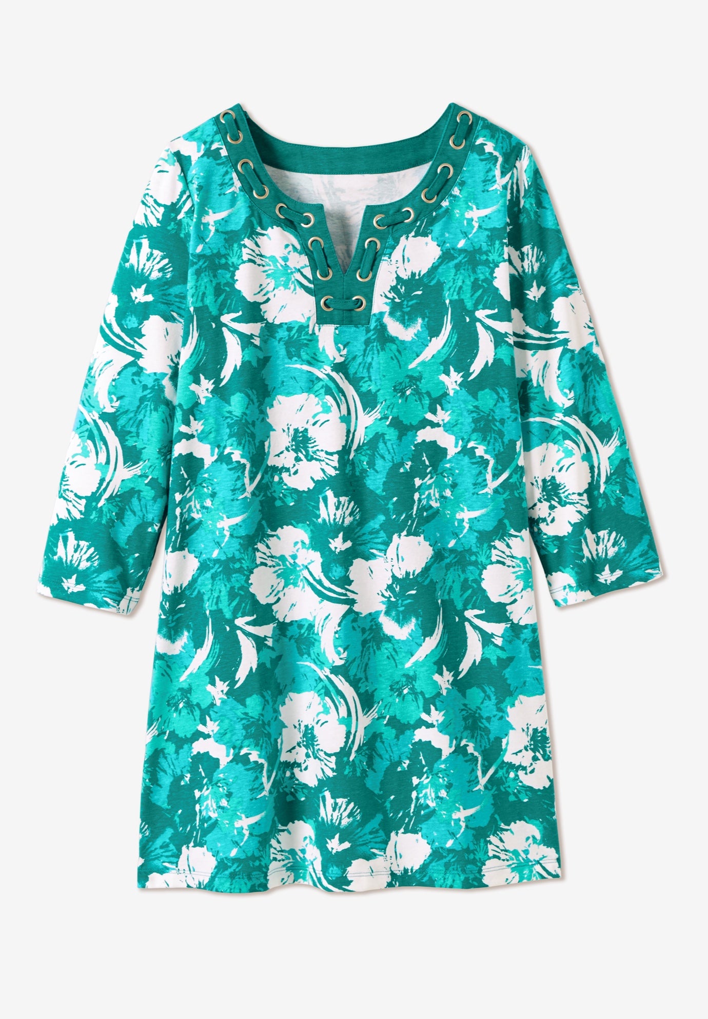 7-Day Three-Quarter Sleeve Grommet Notch Tunic image number 3