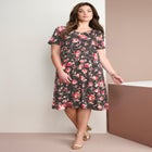 Plus Size Short Sleeve Sleeve Swing Dress image number null