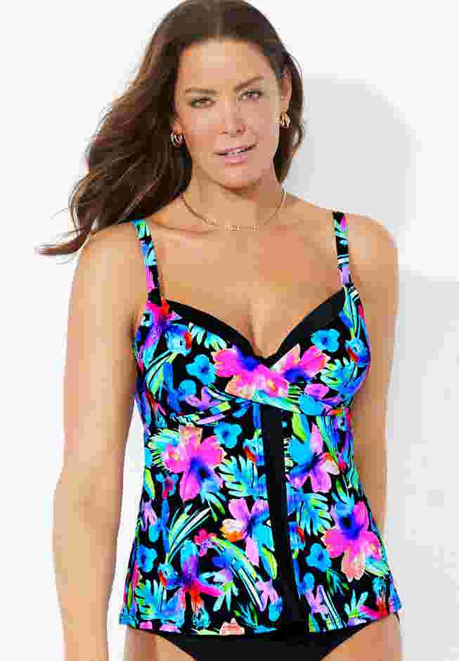 Faux Flyaway Underwire Tankini Top image number 0