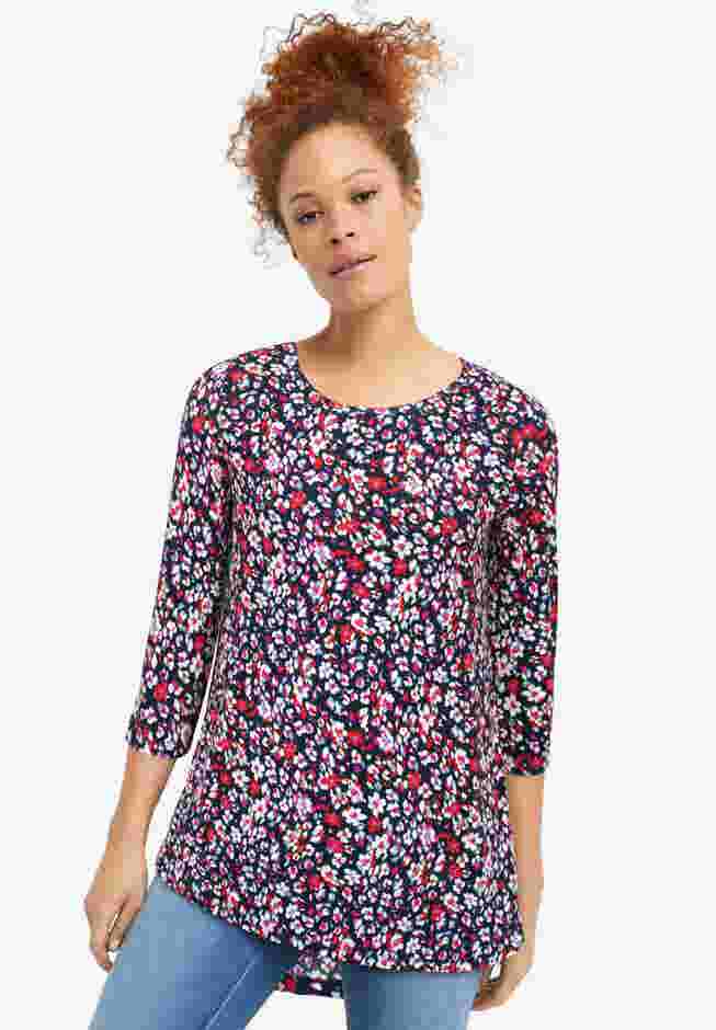Three-Quarter Sleeve Curved Hem Tunic image number 0