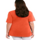Stretch Knit V-neck Short Sleeve Chest Pocket Tunic image number 1