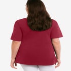 Stretch Knit V-neck Short Sleeve Chest Pocket Tunic image number null