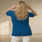 Stretch Knit V-neck Short Sleeve Chest Pocket Tunic image number null