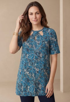 Stretch Knit Cutout Swing Tunic
