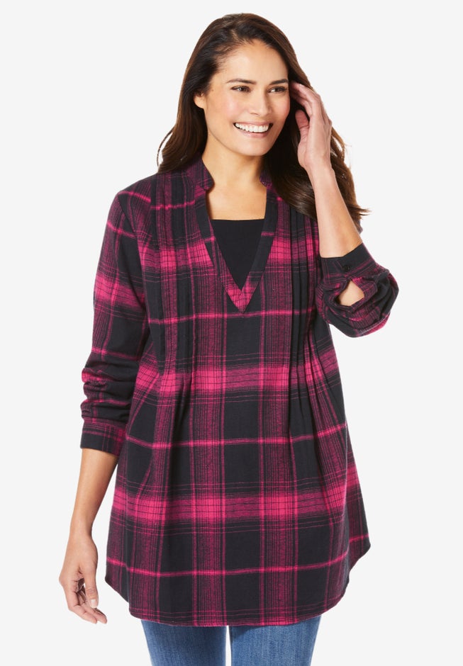 Flannel Tunic With Layered Look image number 4