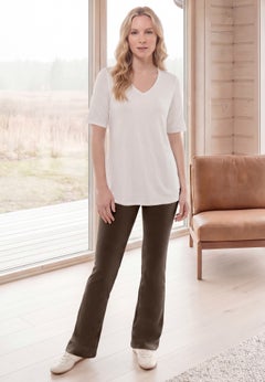 Cotton Spandex Full Length Bootcut Flat Waistband Leggings