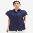 Linen-Blend Button Front Tunic image number null