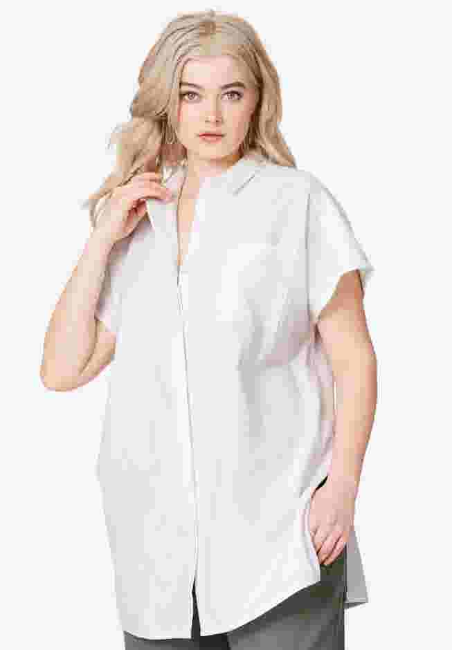 Linen-Blend Button Front Tunic image number 0