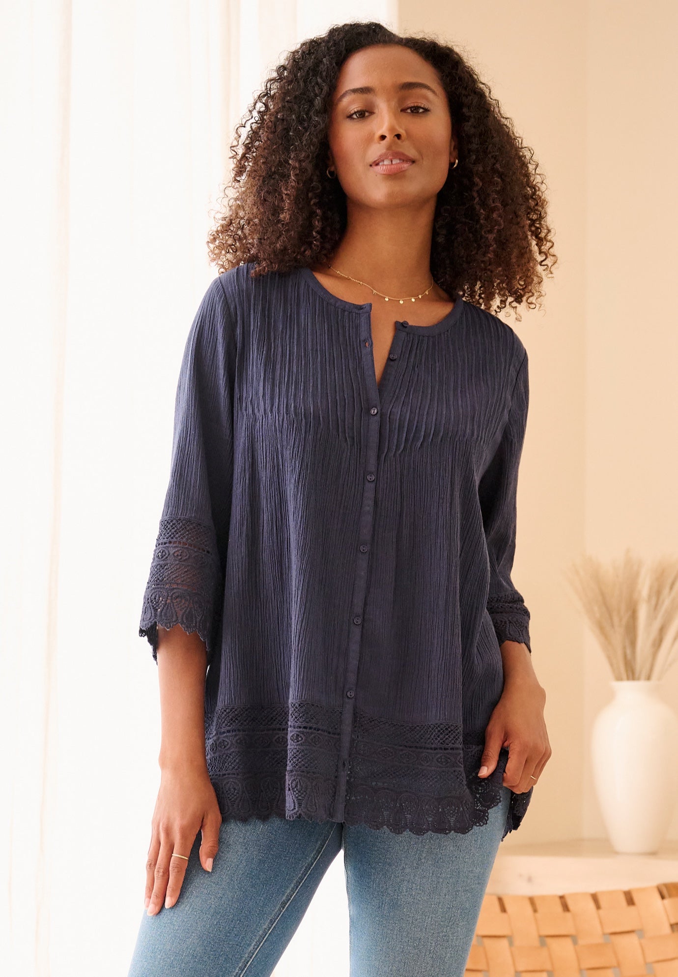 Crochet Trim Blouse image number 2