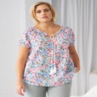 Ruffle Trim Peasant Blouse image number null