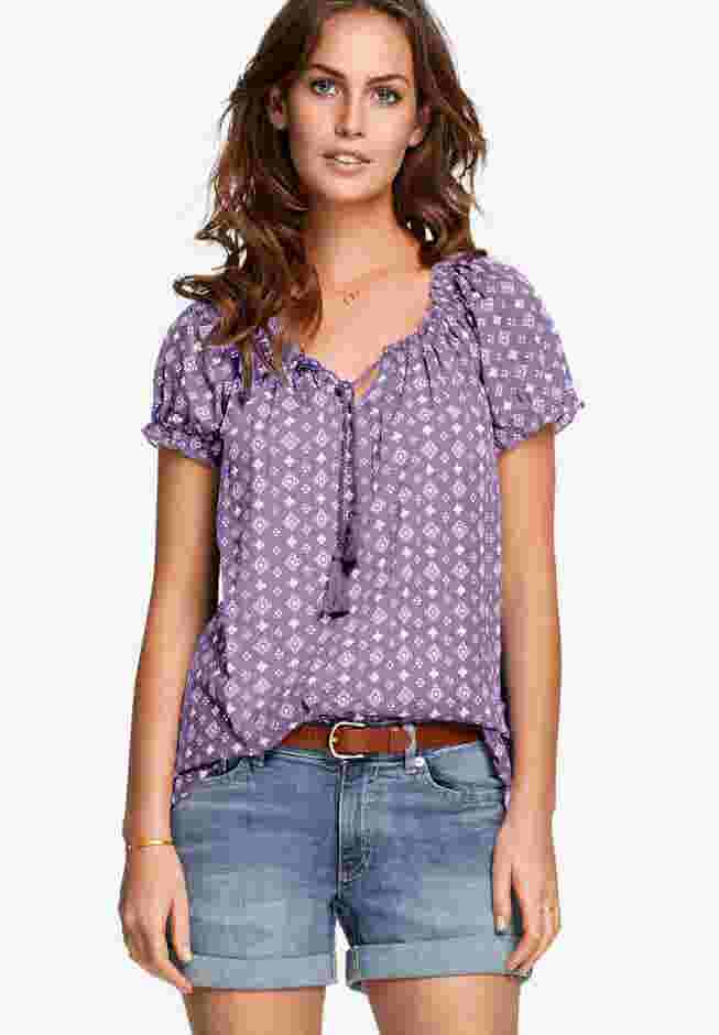 Ruffle Trim Peasant Blouse image number 0