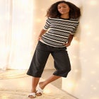 Linen-Blend Drawstring Elastic Waist Relaxed Fit Capris image number 0