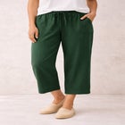 Linen-Blend Drawstring Elastic Waist Relaxed Fit Capris image number null