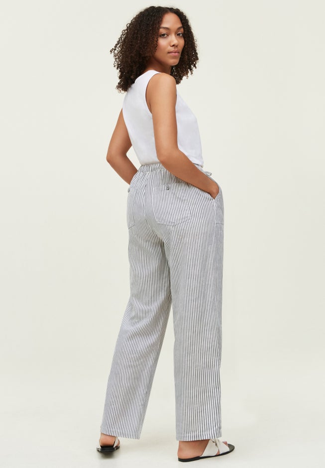 Linen-Blend Elastic Waist Drawstring Relaxed Pant image number 1