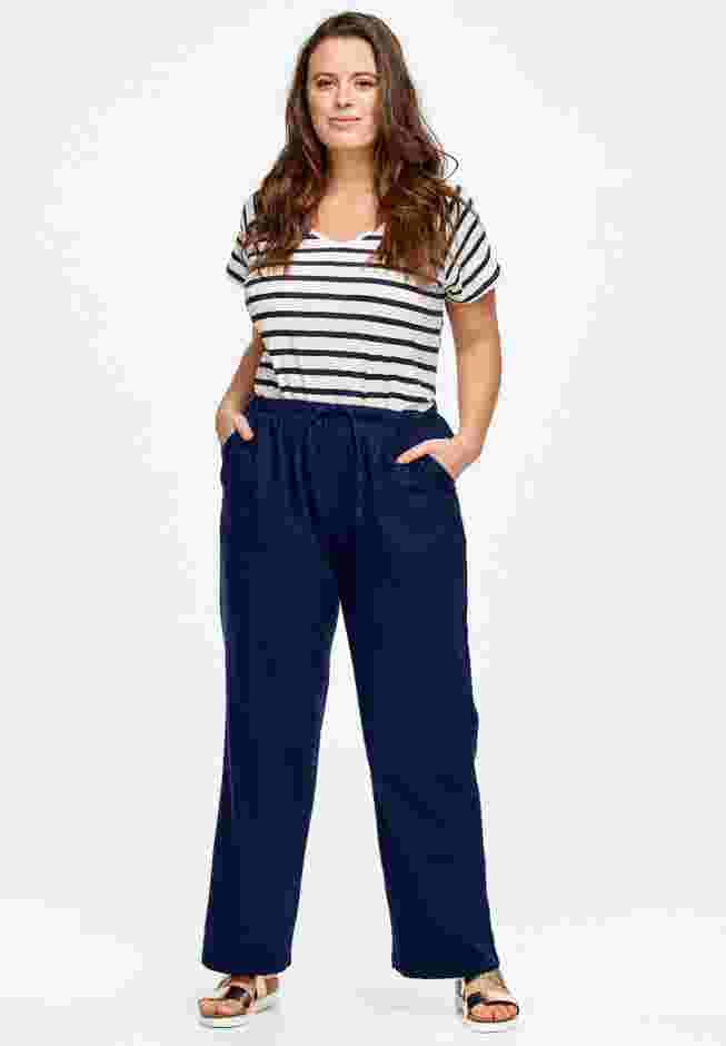 Linen-Blend Drawstring Pants image number 2