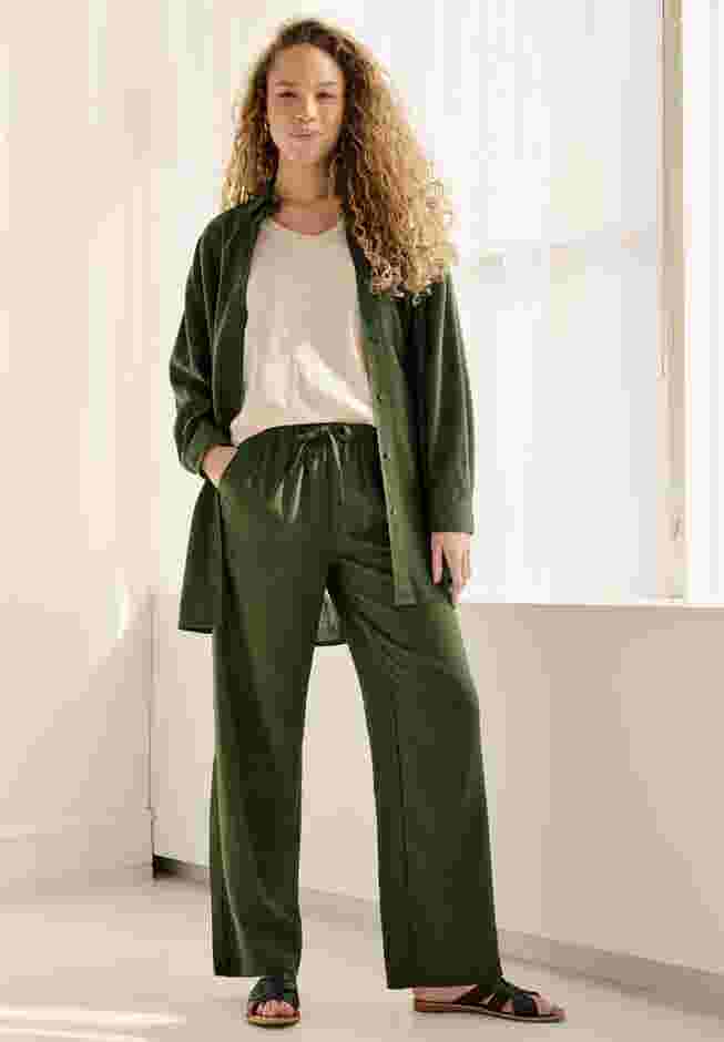Linen-Blend Drawstring Pants image number 3