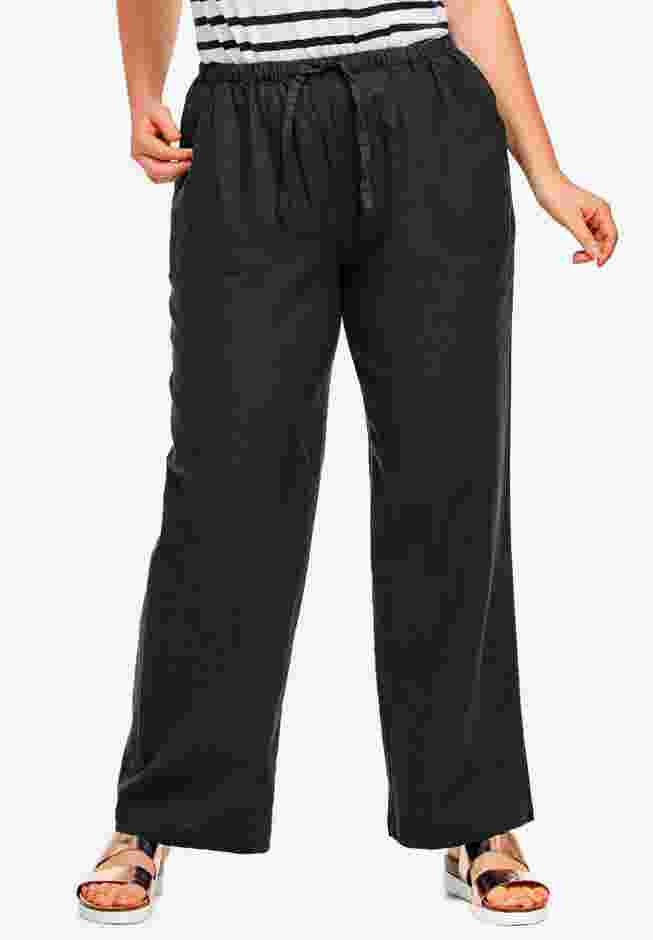 Linen-Blend Drawstring Pants image number 0