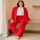 Linen-Blend Elastic Waist Drawstring Relaxed Pant image number 0