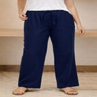 Linen-Blend Elastic Waist Drawstring Relaxed Pant image number null