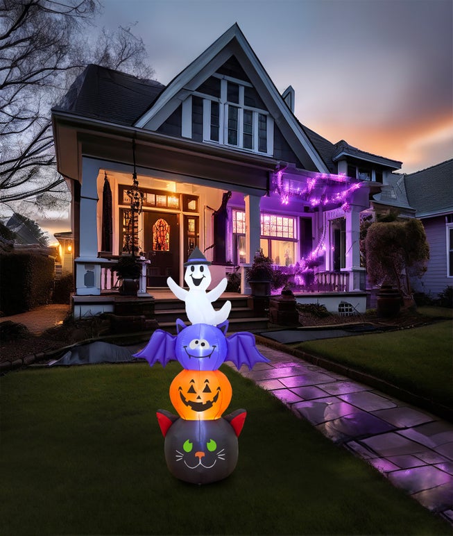 6' Halloween Stacked Inflatable Figures image number null