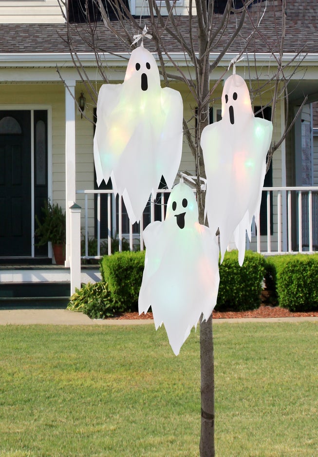 Set of 3 Pre-Lit Hanging Ghosts image number 0