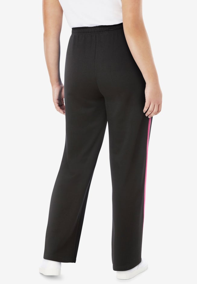 Cotton French Terry Straight-Leg Pull-On Side-Stripe Pants image number 1