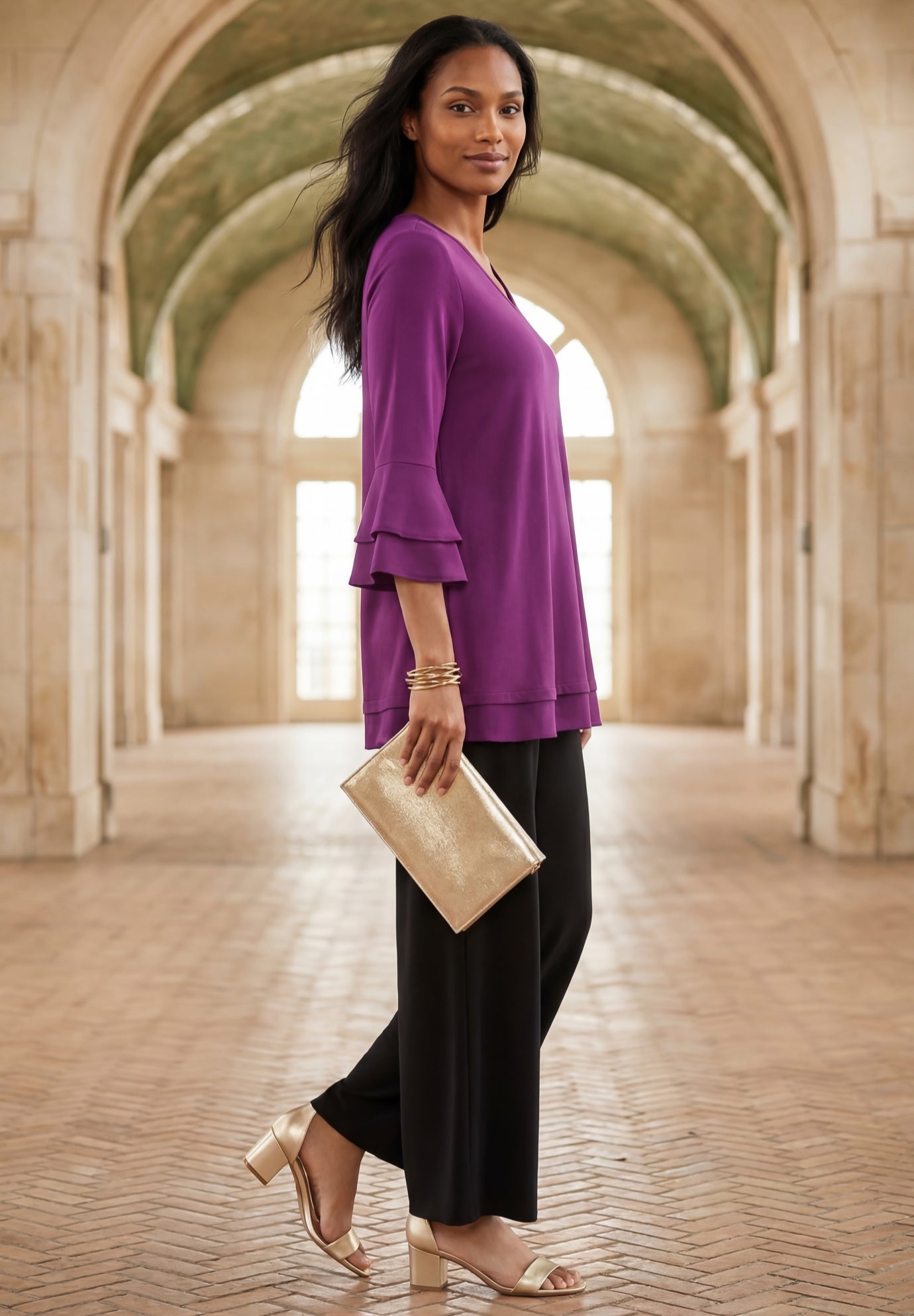 Ruffle Layered Sleeve Top image number 2