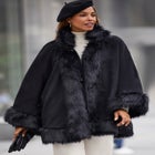 Faux Fur Trim Wool Cape image number null
