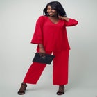 Stretch Knit Mesh Inset Sleeve Tunic image number null