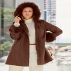 Hooded Faux Fur Trim Coat image number null