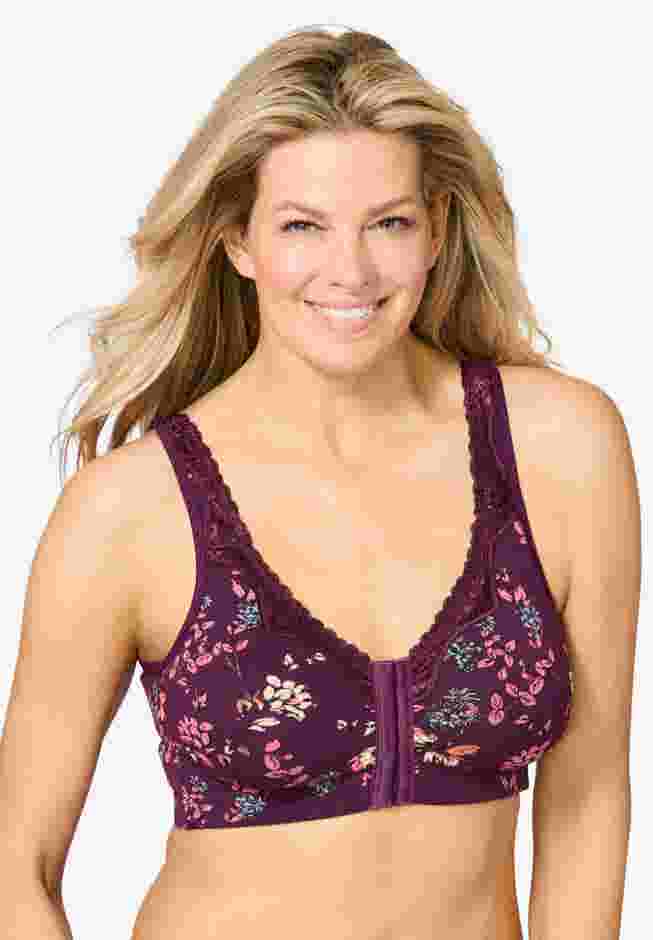Catherines Front-Close Cotton Comfort Bra image number 0