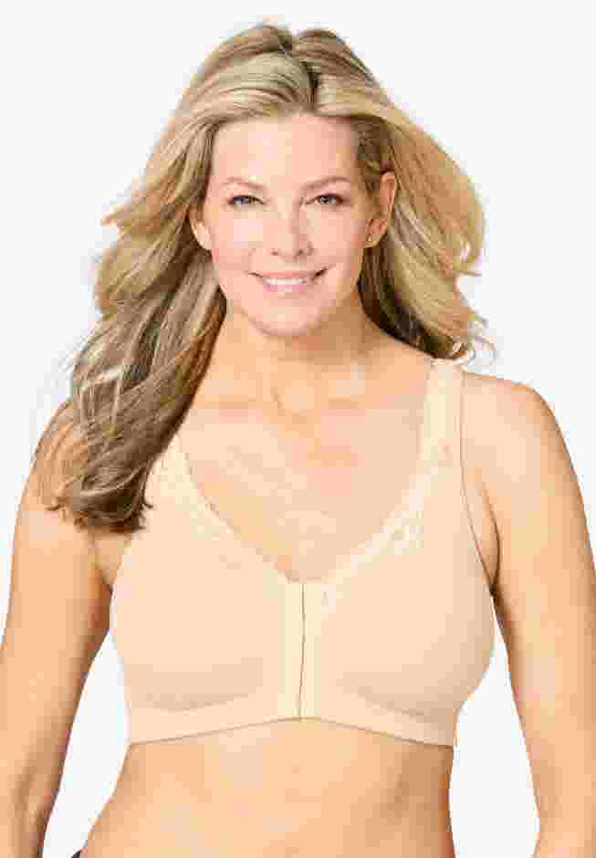 Catherines Front-Close Cotton Comfort Bra image number 0