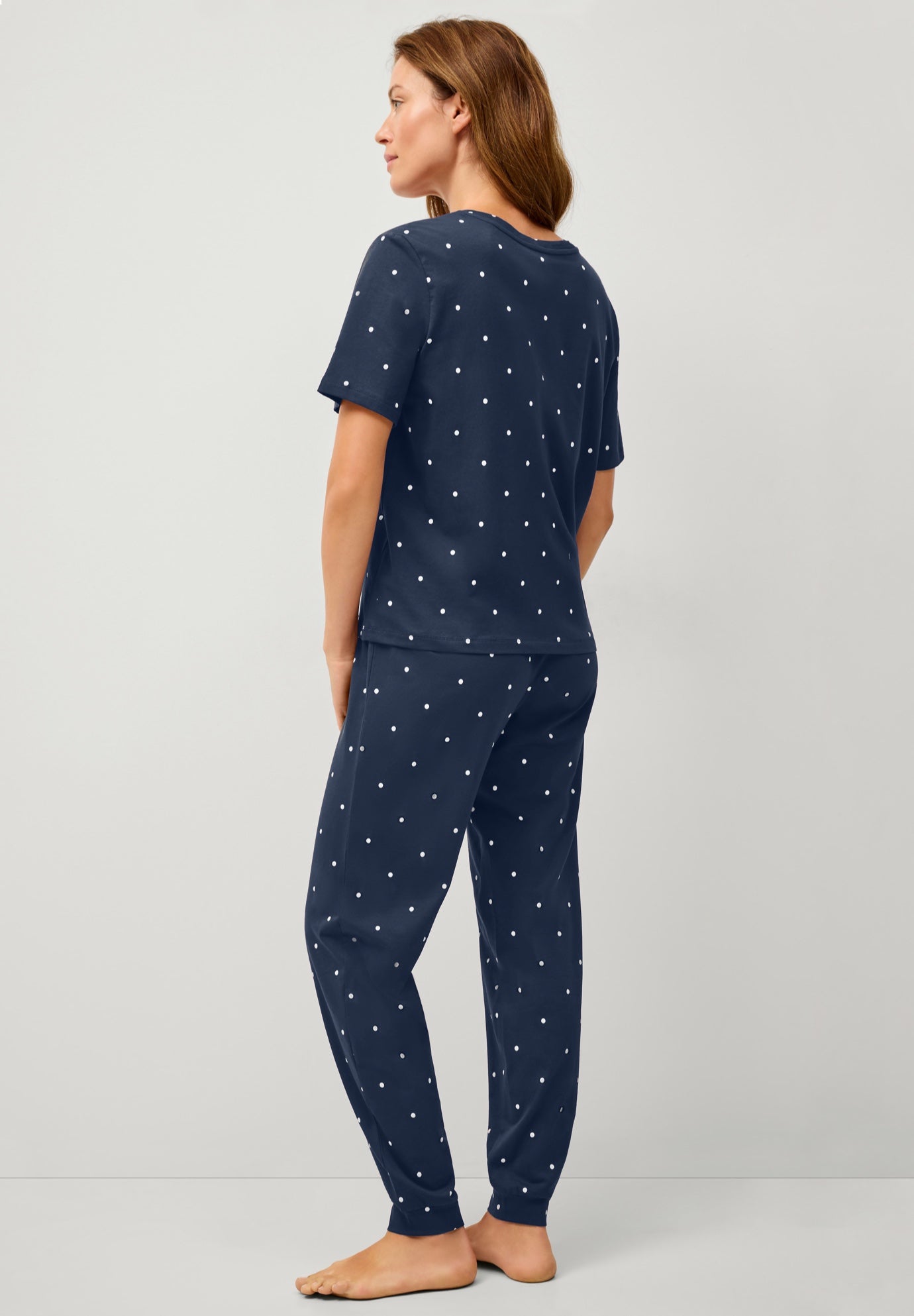 Cotton Spandex Short Sleeve Tee & Jogger 2-Piece Sleep Set image number 1