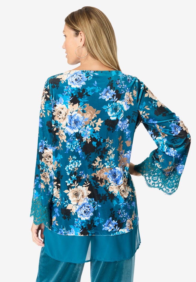 Lace-Trim Velour Tunic image number null